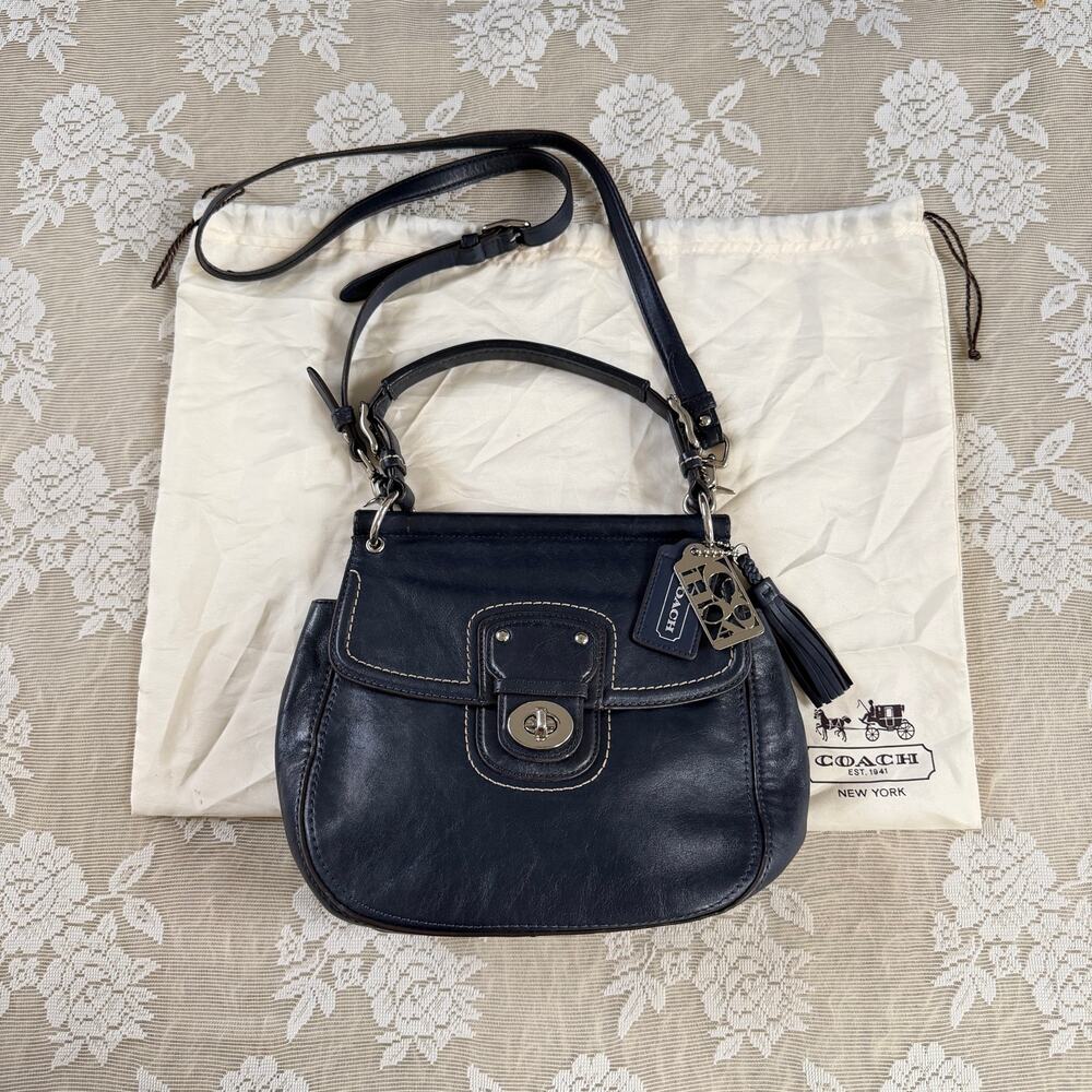 Coach Legacy Navy Blue Leather Crossbody Bag